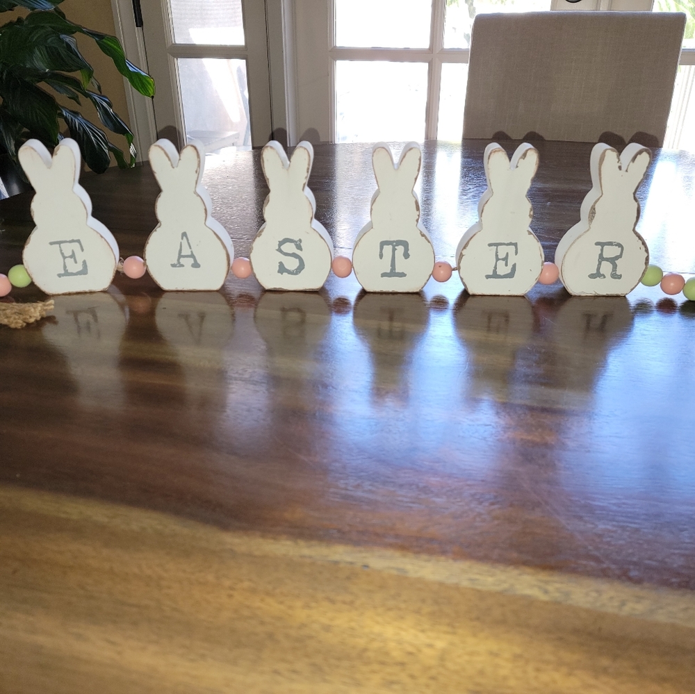 Wood Easter cut out bunny decor